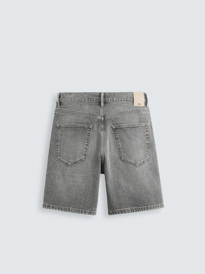 Zara Regular Fit Denim Shorts In Grey