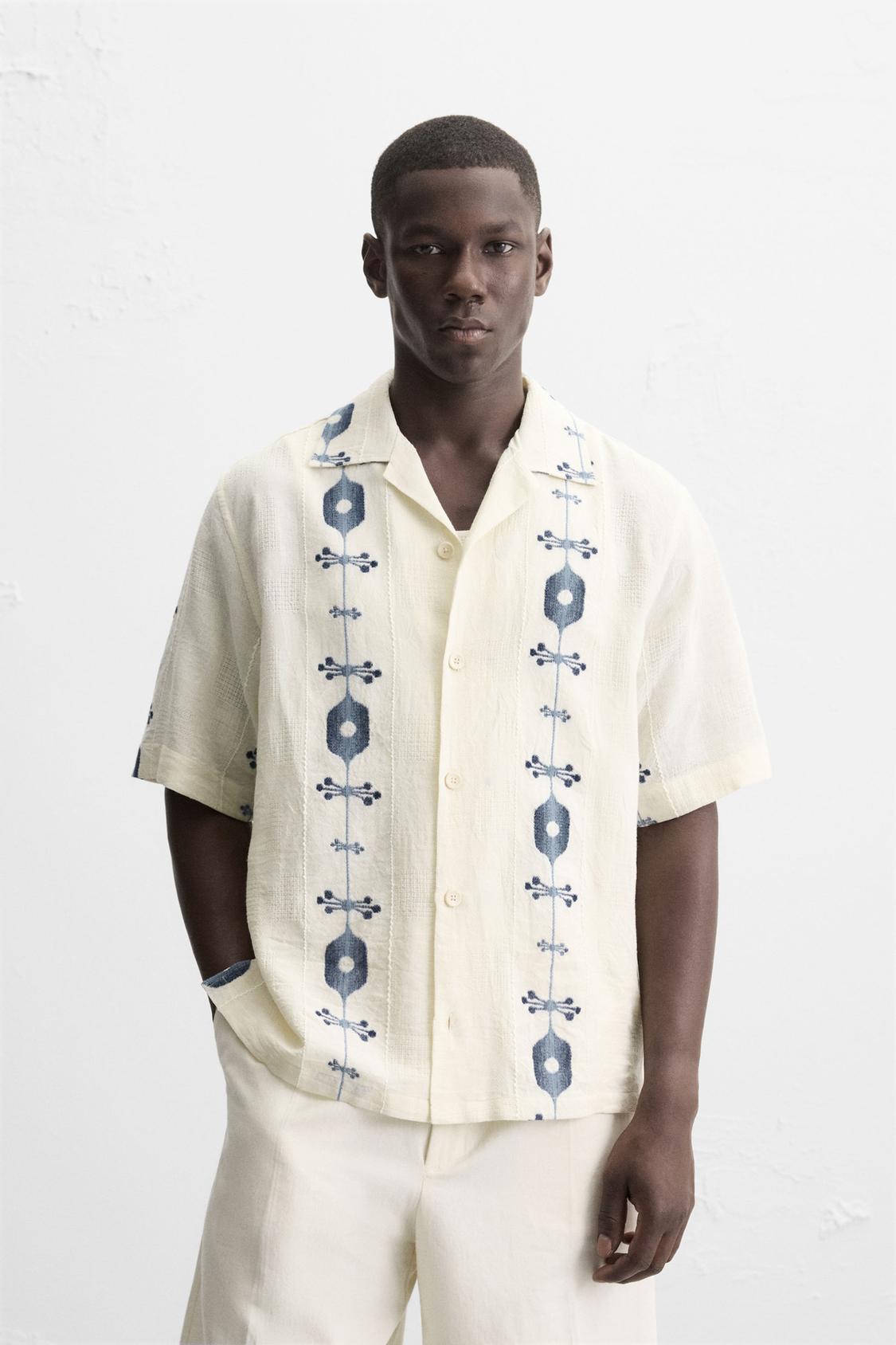Zara Beige Shirt in Pattern