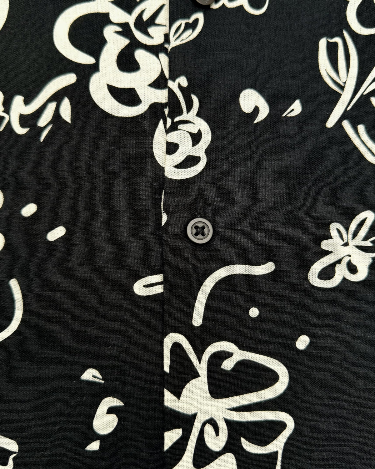 Selected Homme Cotton/Linen Pattern Shirt in Black