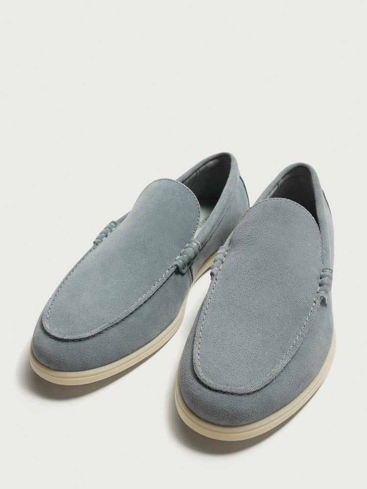 Zara Casual Leather Loafer In Blue