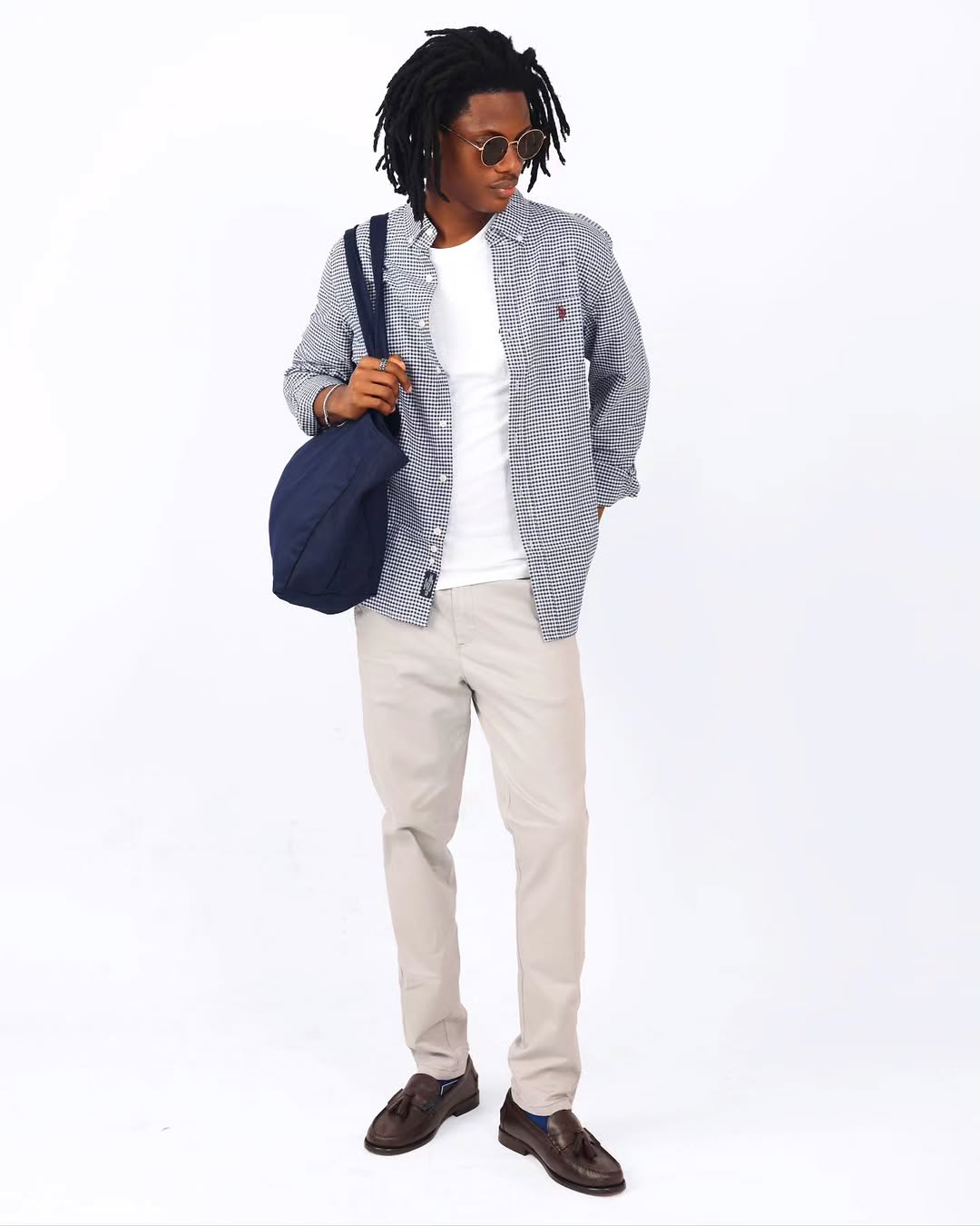 Navy Gingham Check Shirt