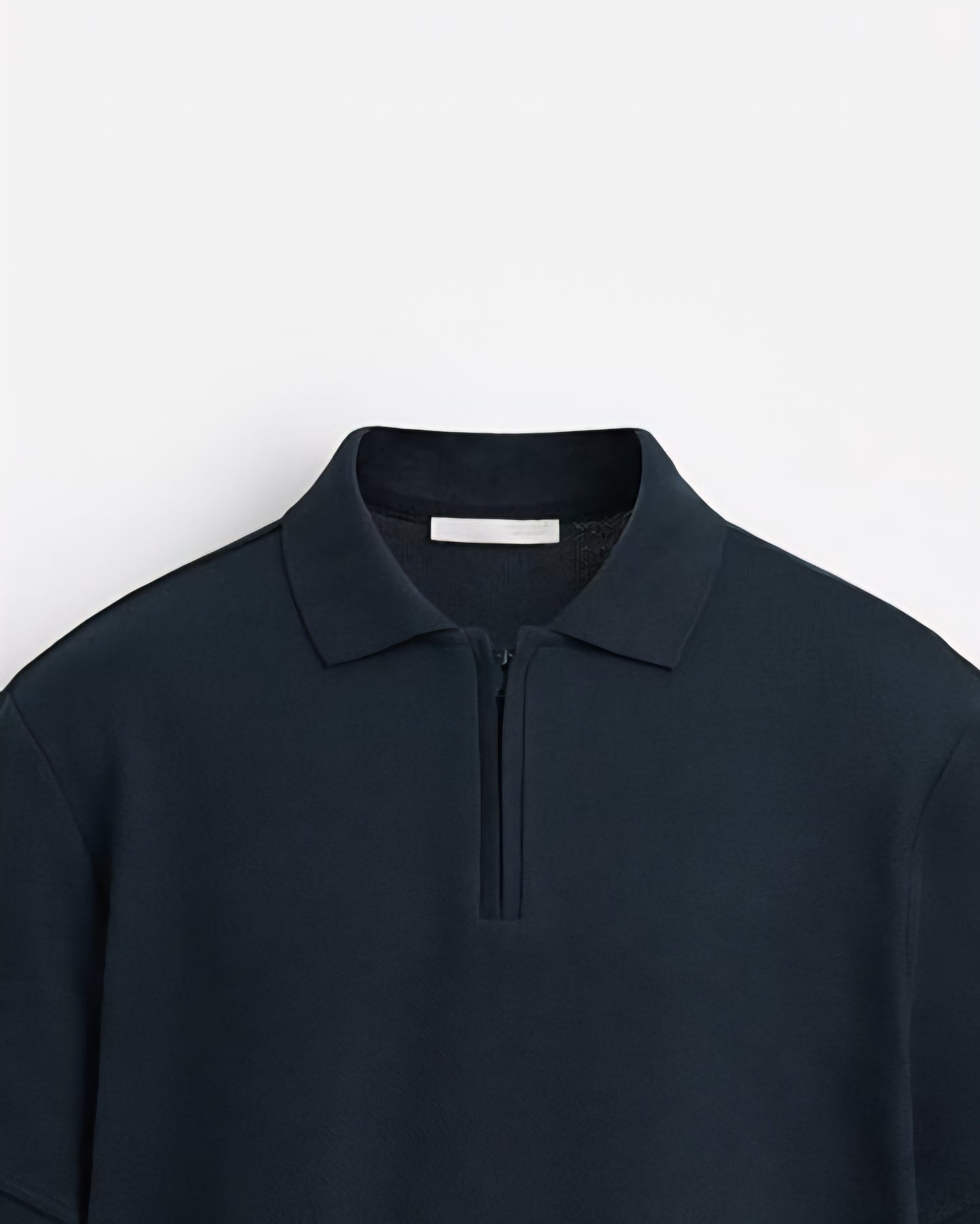 Zara Textured Quarter Zip Polo in Navy