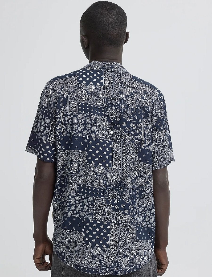 Blend Regular Fit Bandana Print Shirt in Navy