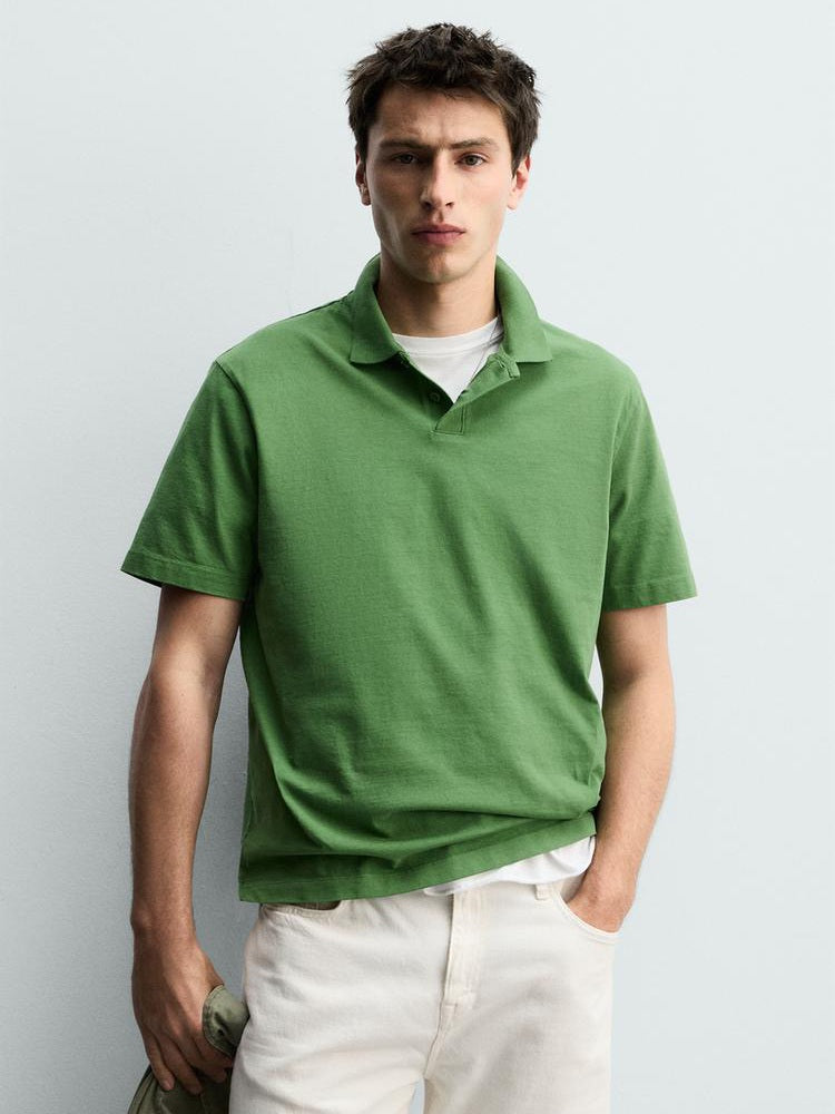 Zara Green Regular Fit Polo Shirt