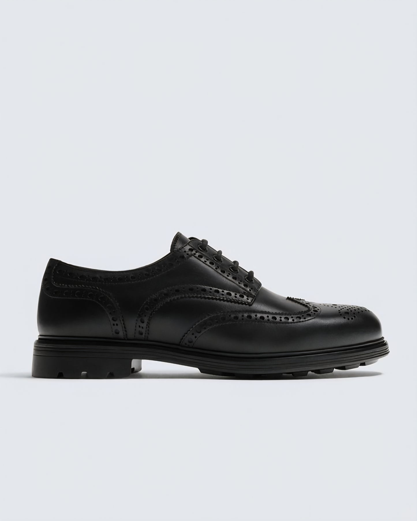 Zara Black Derby Leather Brogues Shoes