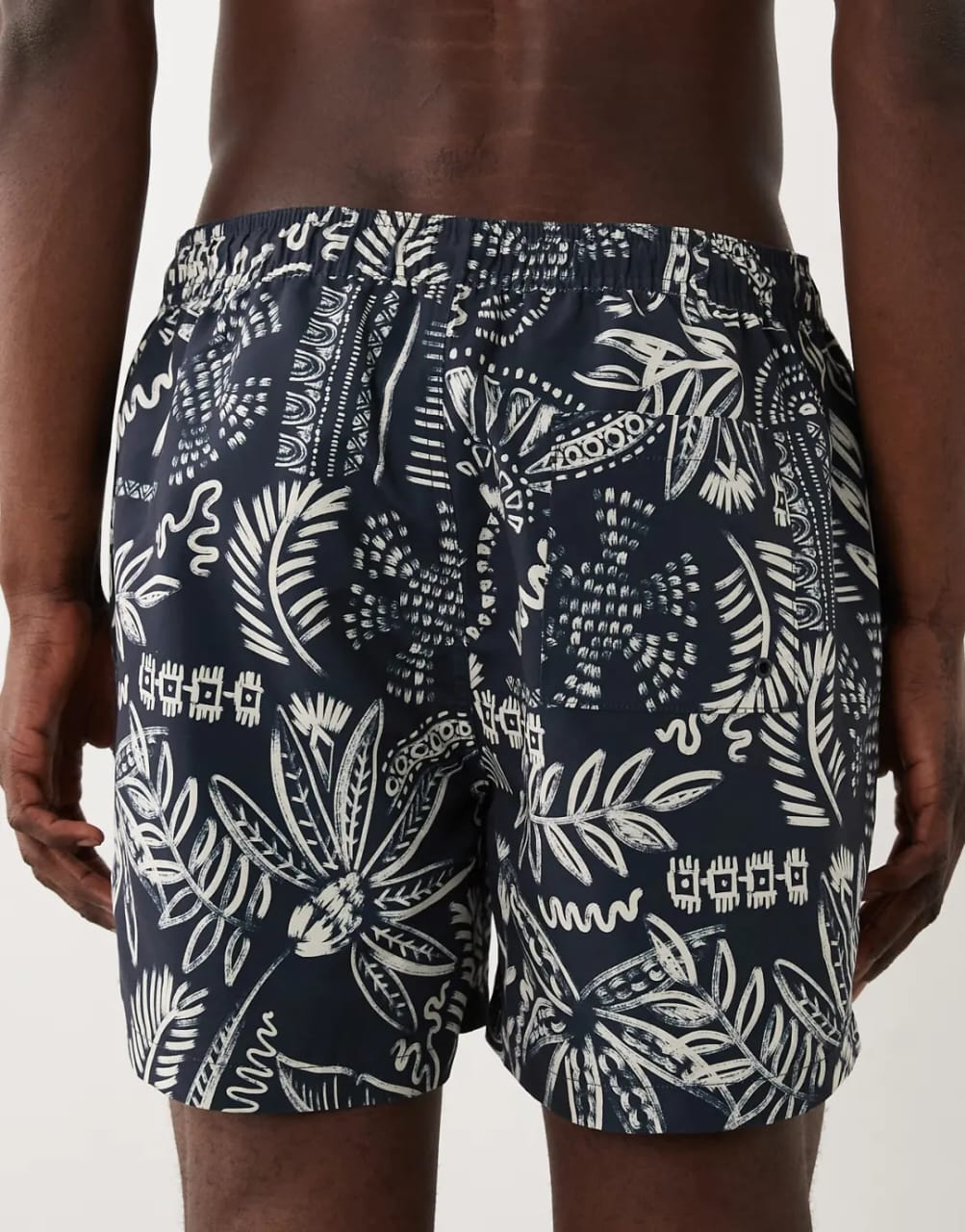 New Look Navy Sketch Palm Swim Short