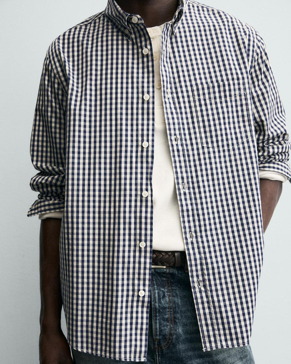 Zara Blue Checked Shirt with Pocket