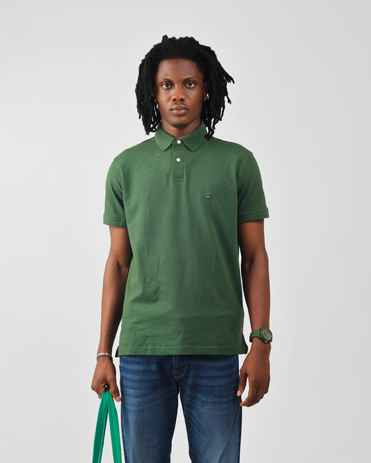 Tommy Hilfiger Regular Fit Green Short-Sleeve Stretch Polo