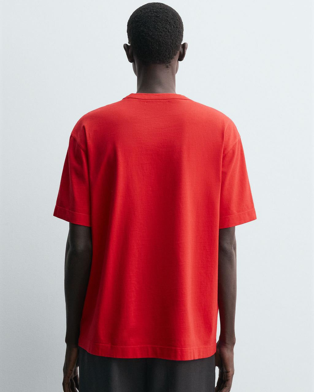 Zara Red Relaxed Fit Binded T-shirt