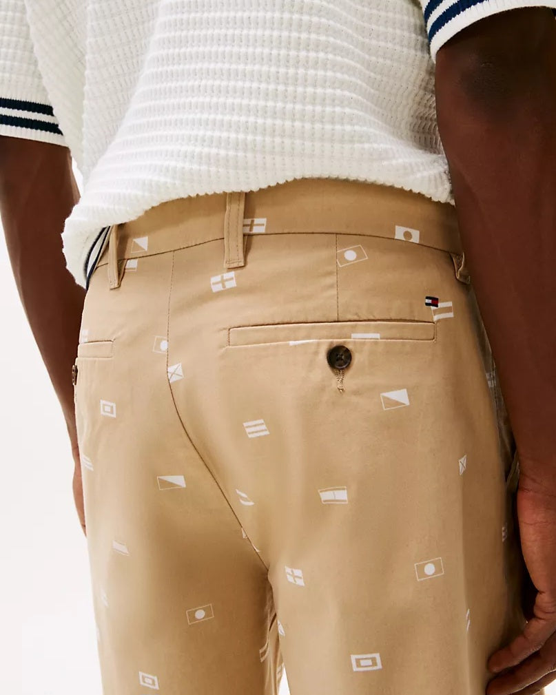 Tommy Hilfiger Beige Allover Flag Chinos Shorts
