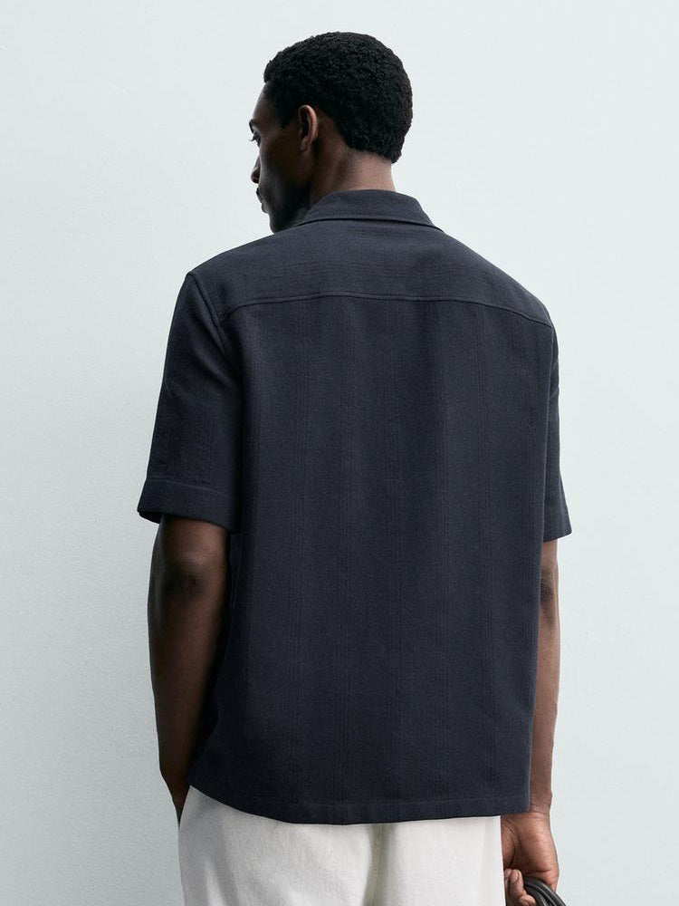 Zara Striped Jacquard Pocket Shirt