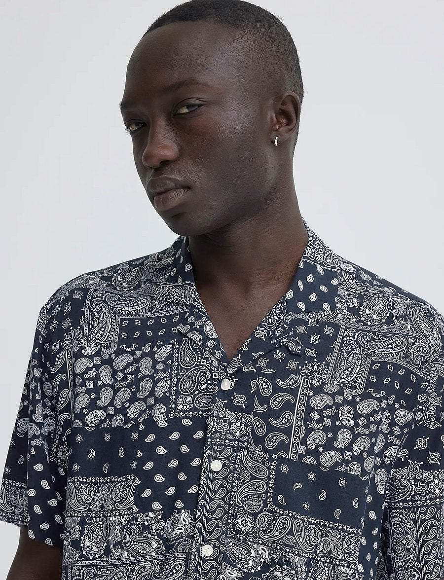 Blend Regular Fit Bandana Print Shirt in Navy