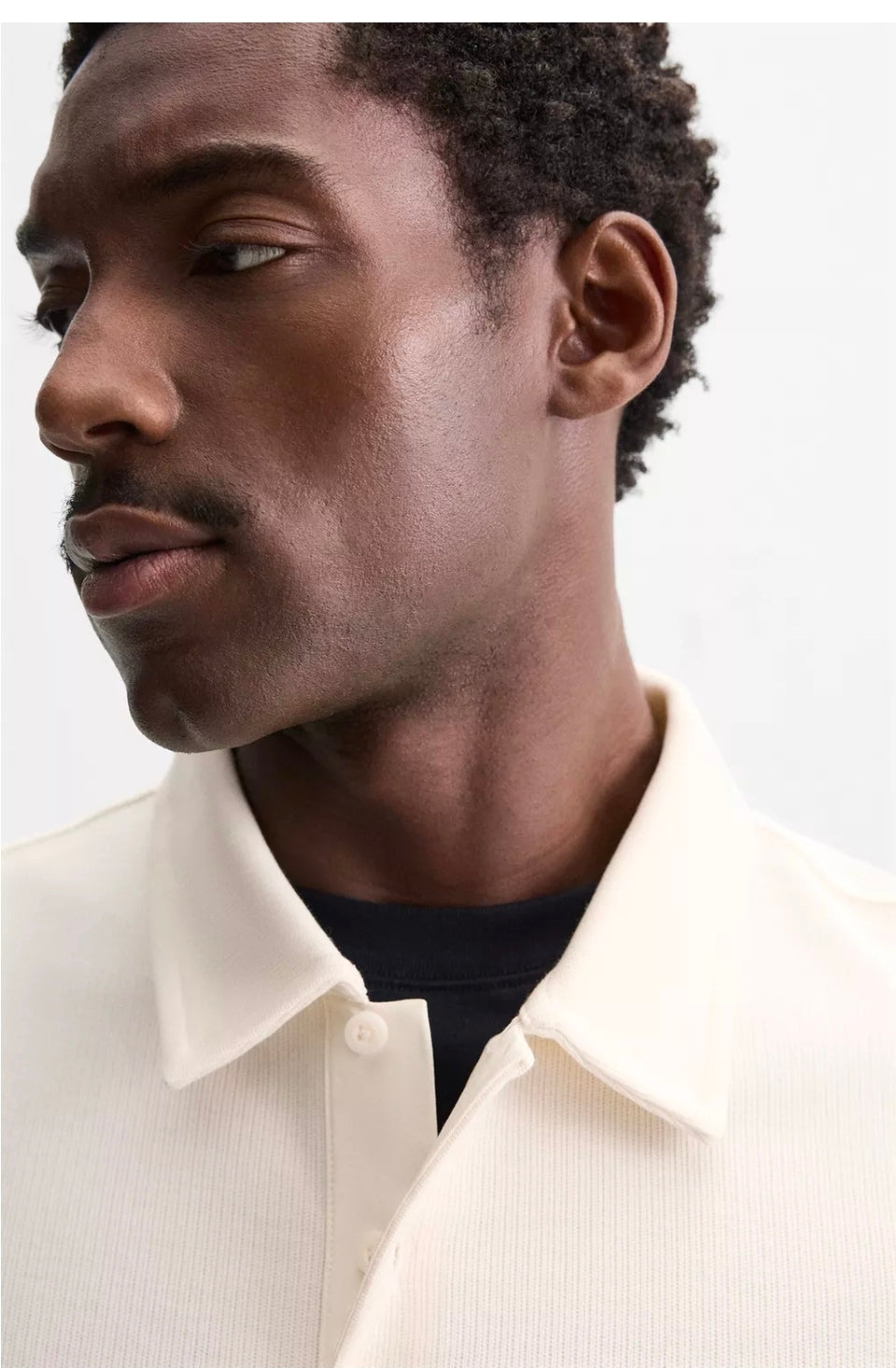 Zara Textured Polo Shirt in Beige