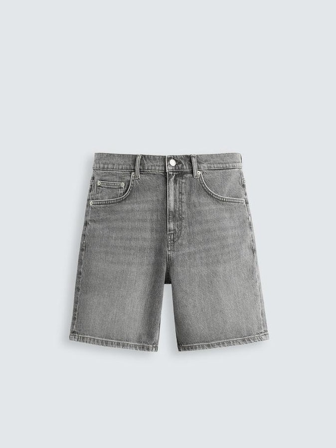 Zara Regular Fit Denim Shorts In Grey
