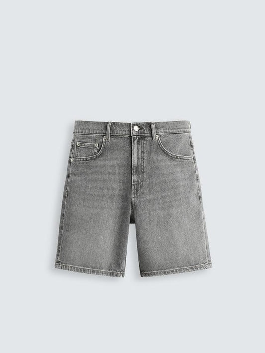 Zara Regular Fit Denim Shorts In Grey