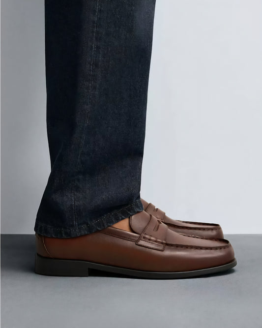 Zara Penny Loafers in Brown
