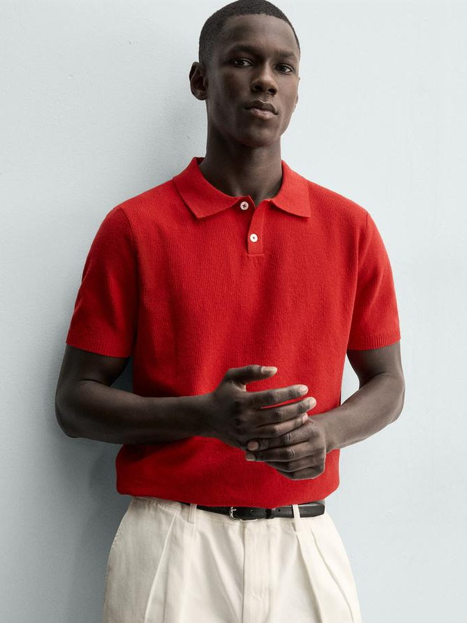 Zara Regular Fit Cotton Knit Polo Shirt