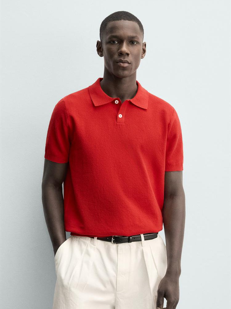 Zara Regular Fit Cotton Knit Polo Shirt