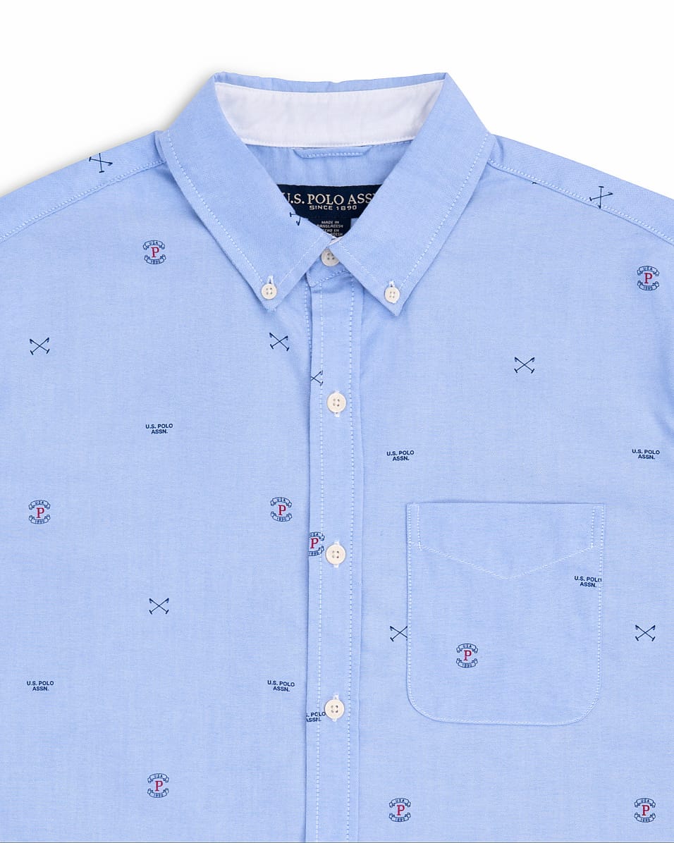 US Polo Assn Regular Fit Flag-Embroidery Shirt in Blue