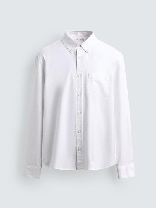 Zara White Textured Oxford Shirt