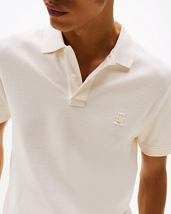 Tommy Hilfiger Beige Monogram Regular Fit Polo Shirt
