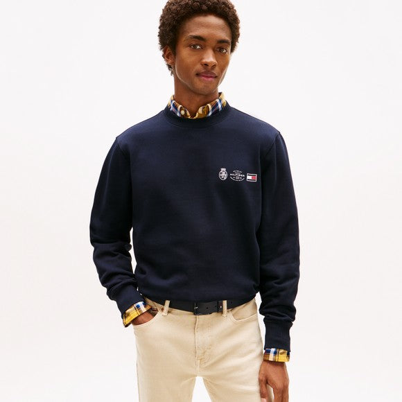 Tommy Hilfiger Small Crest Outline Crewneck Sweatshirt In Navy