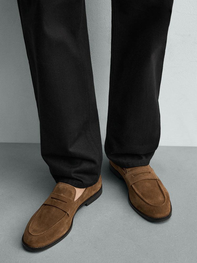 Zara Leather Penny Loafer In Brown