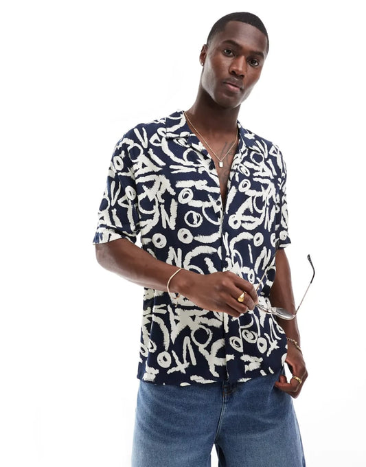 Threadbare Regular Fit Abstract Print Shirt
