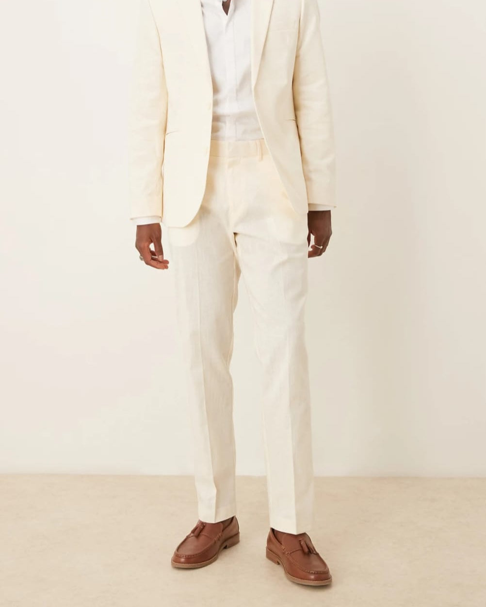 Asos Ecru Slim Fit Suit Pant