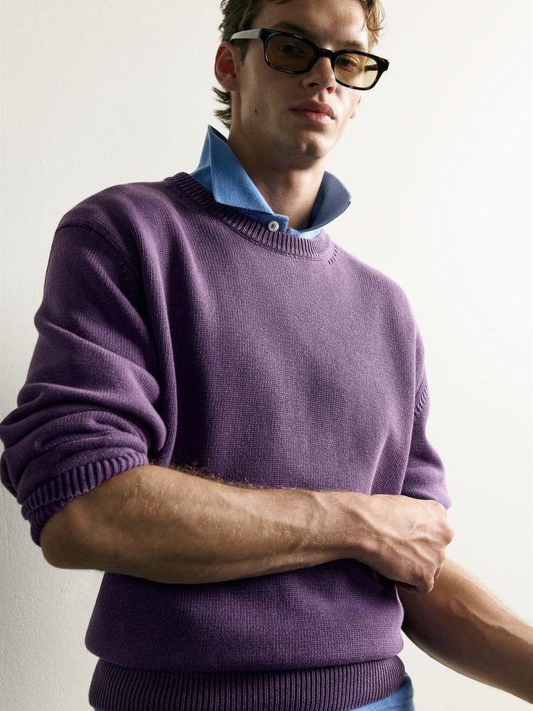 Zara Regular Fit Cotton Cardigan In Purple