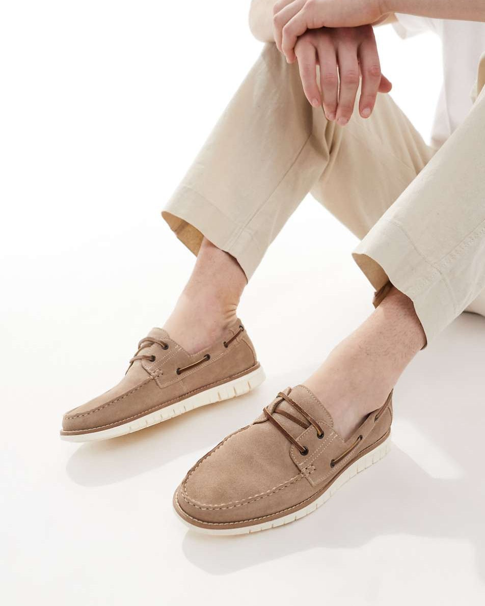 Asos Stone Suede Boat Shoes