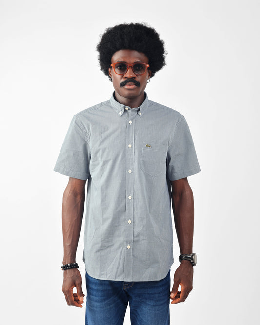 Lacoste Blue Regular Fit Short Sleeve Gingham Shirt