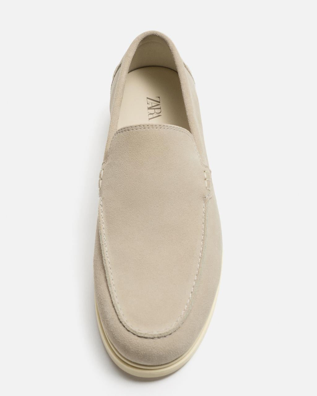 Zara Suede Loafers in Ecru