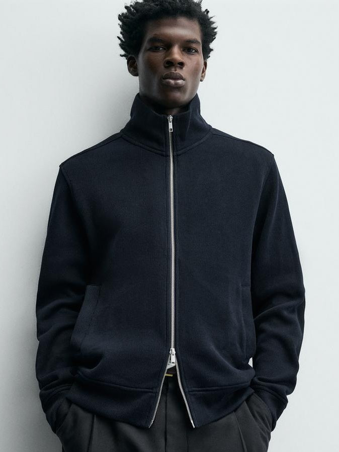 Zara Regular Fit Interlock Ribbed Jacket