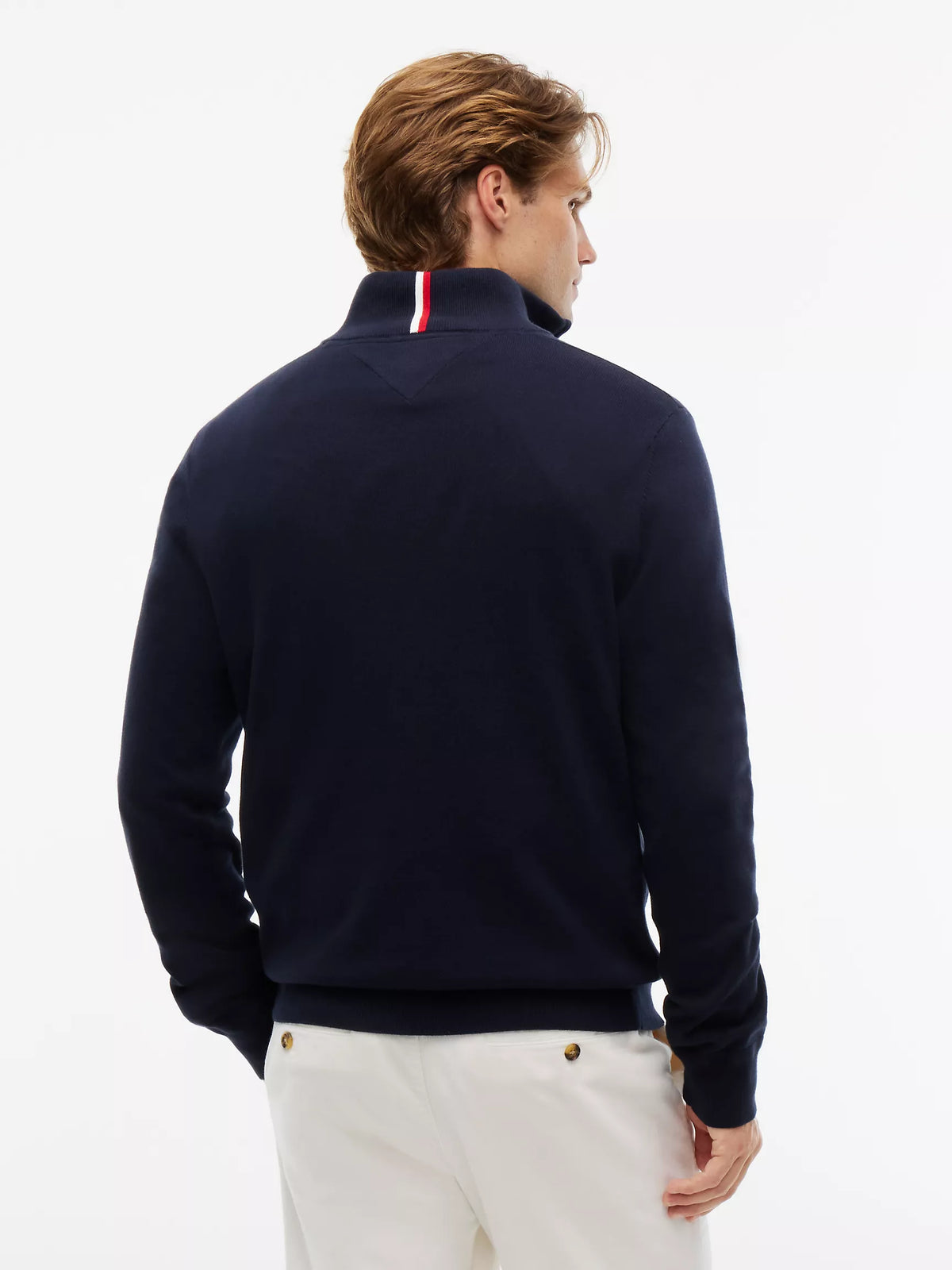 Tommy Hilfiger Regular Fit Quater-Zip Mock Neck Sweater in Navy