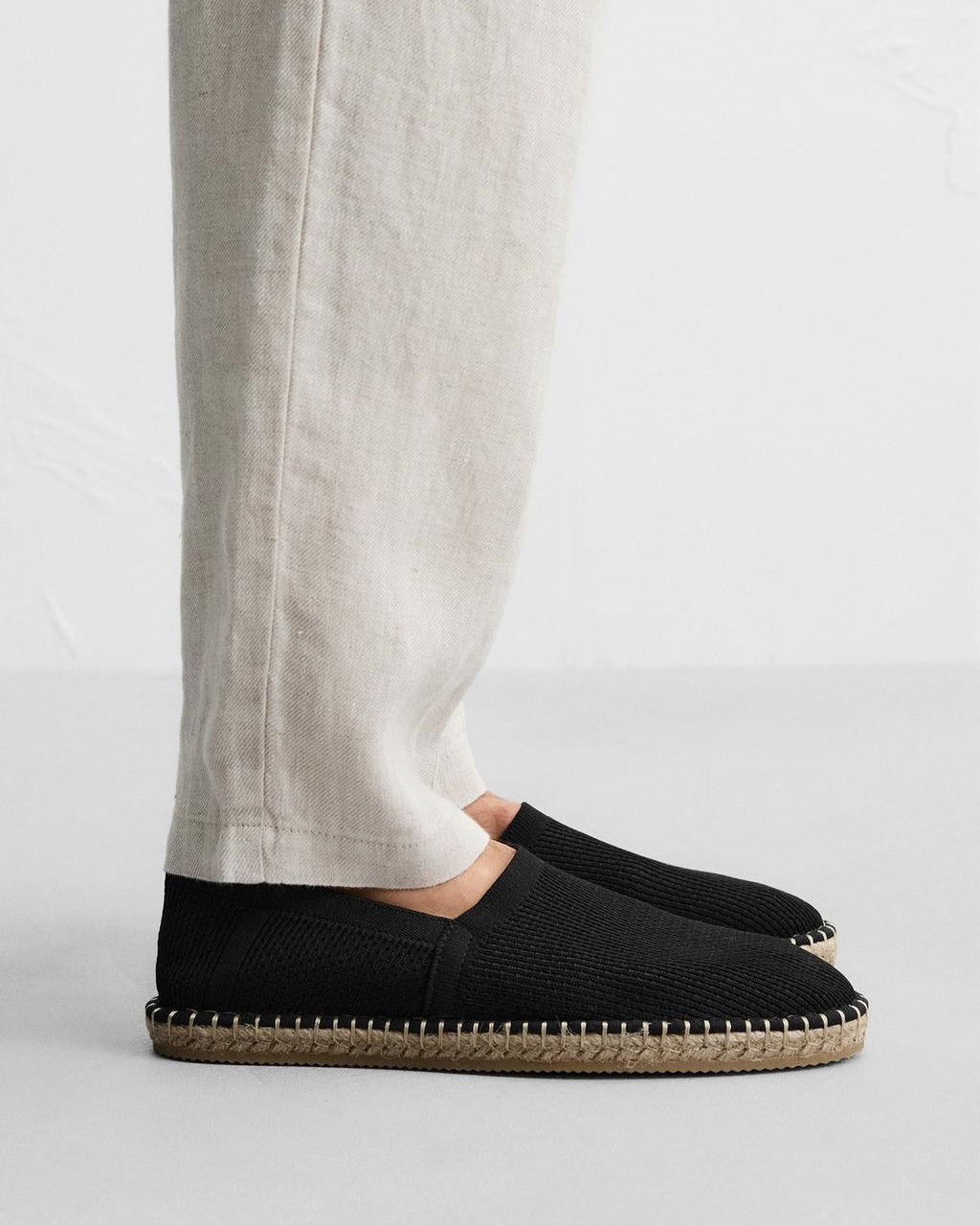 Zara Knitted Fabric Espadrilles in Black