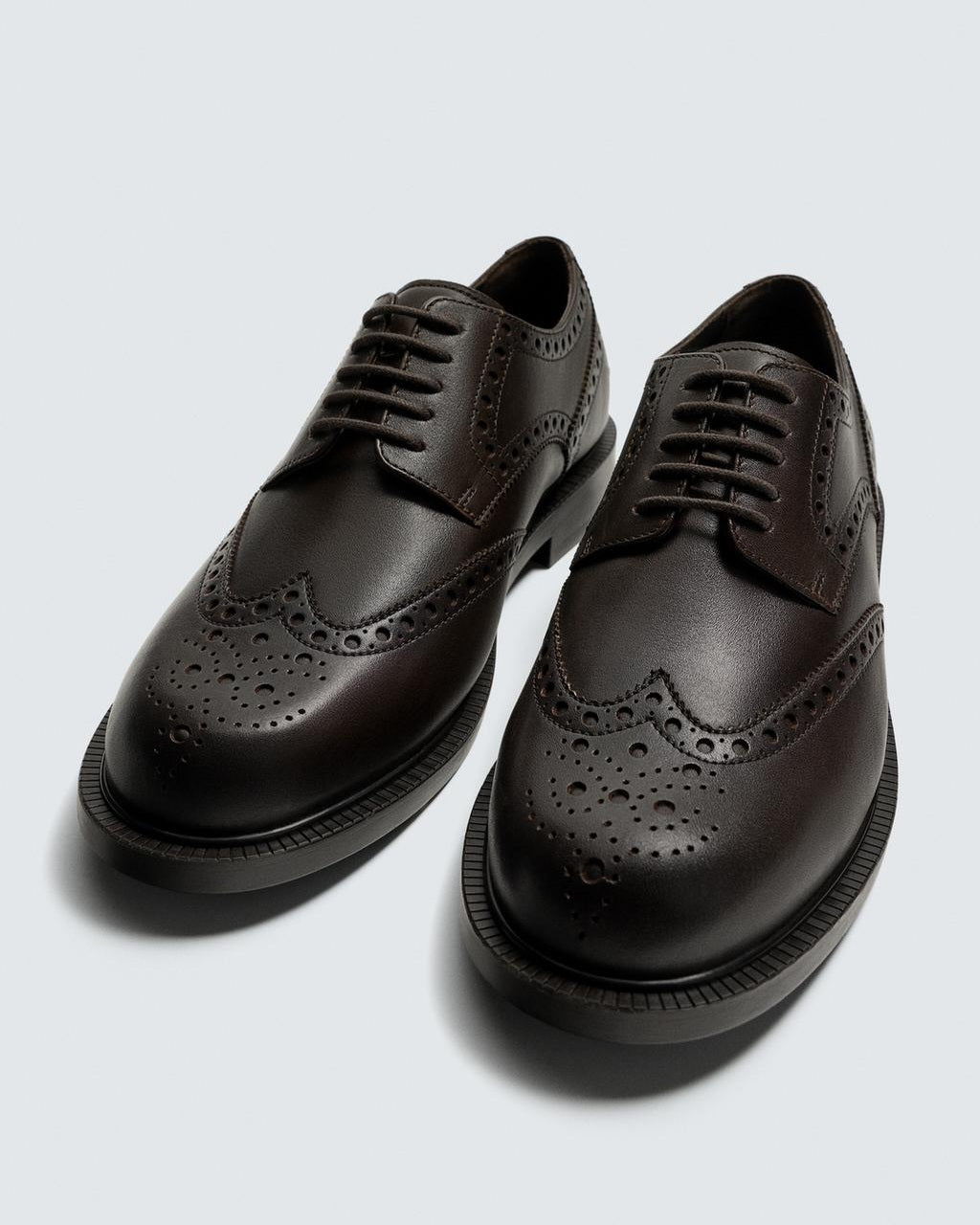 Zara Leather Brogues Shoes (Brown)