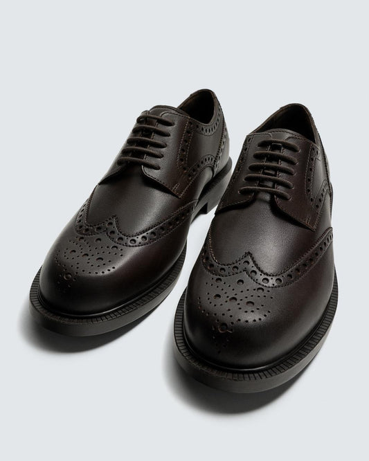 Zara Leather Brogues Shoes (Brown)