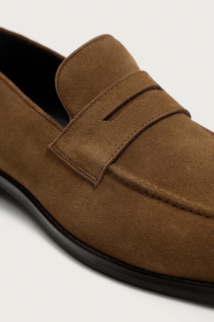 Zara Leather Penny Loafer In Brown