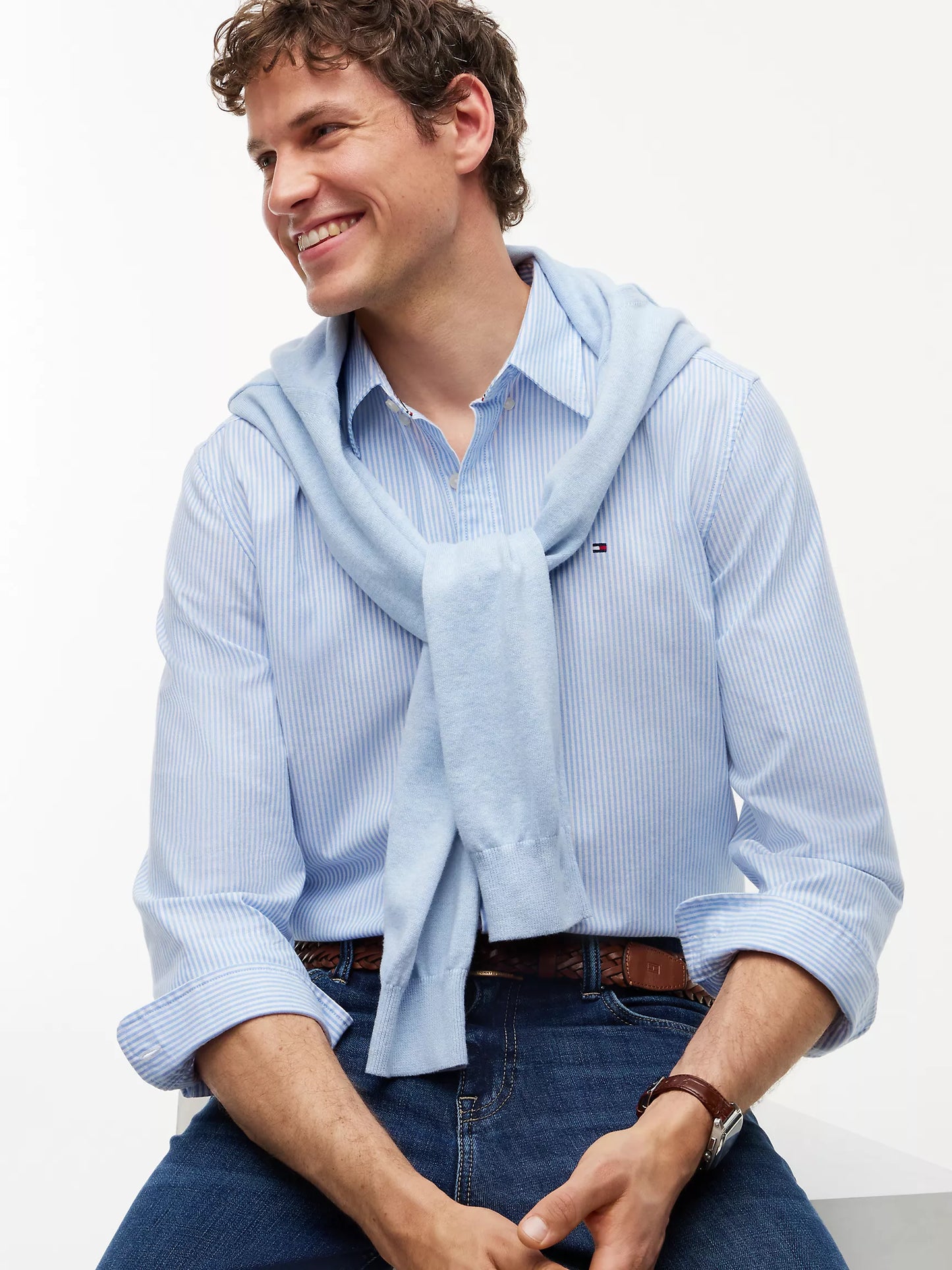 Tommy Hilfiger Regular Fit Stripe Stretch Oxford Shirt