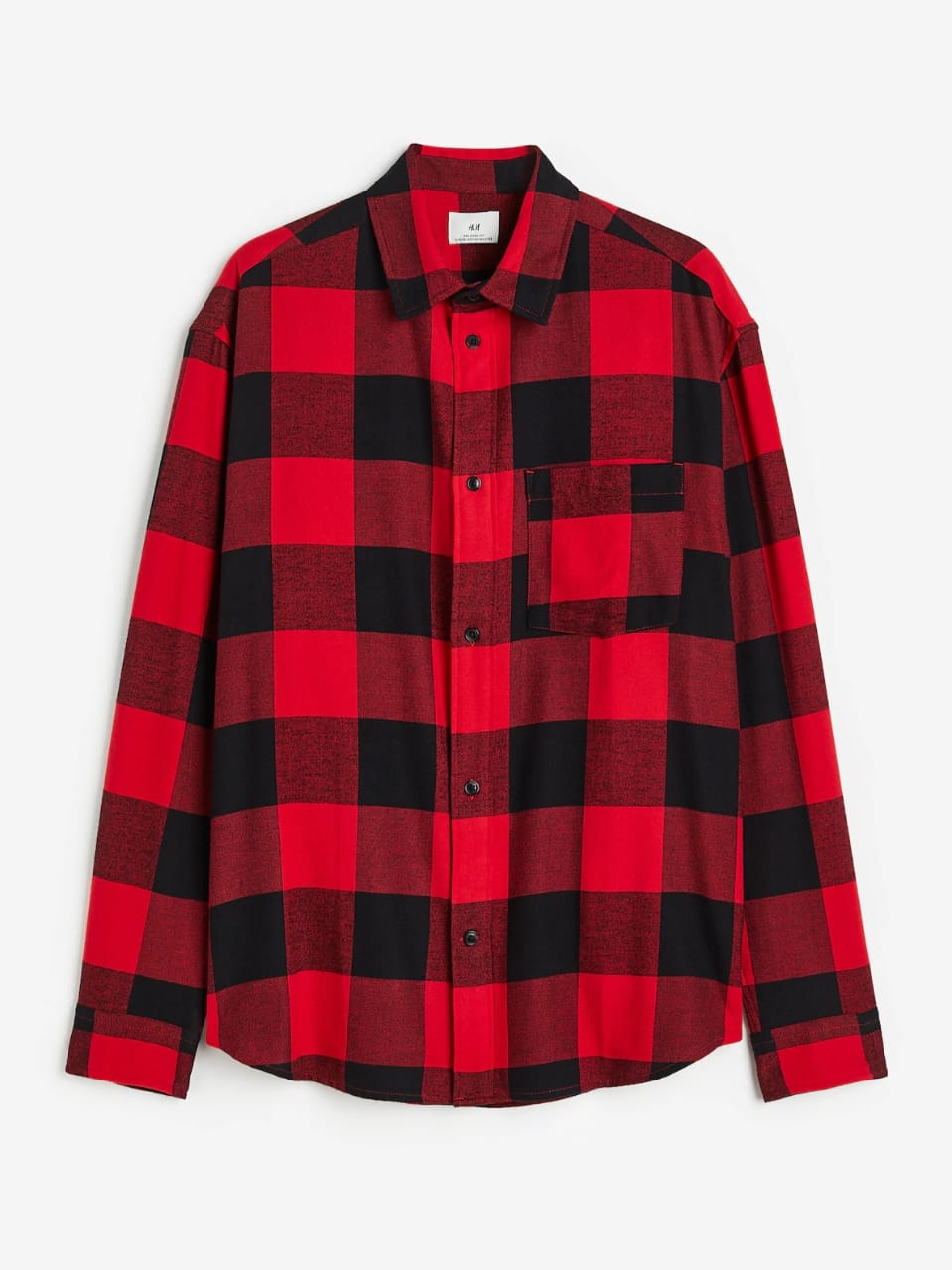 H & M Relaxed Fit Checked Flannel Overshirt