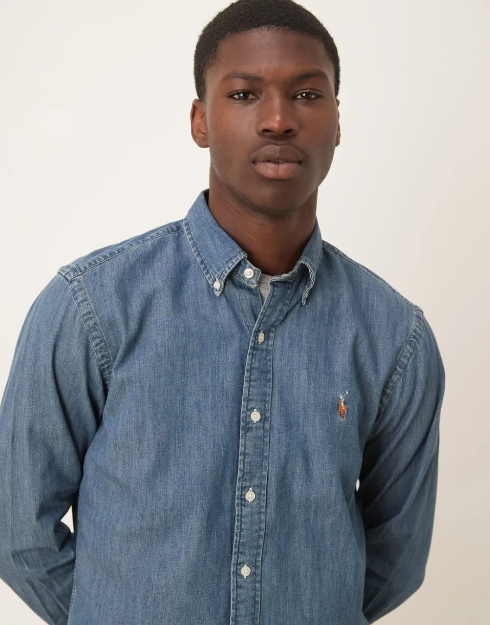 Polo Ralph Lauren Classic Fit Dark Blue Chambray Cotton Shirt