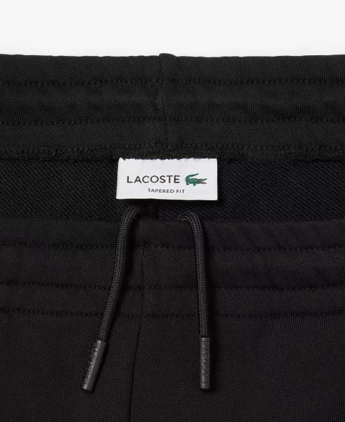 Lacoste Black Tapered Fleece Sweatpants In Black