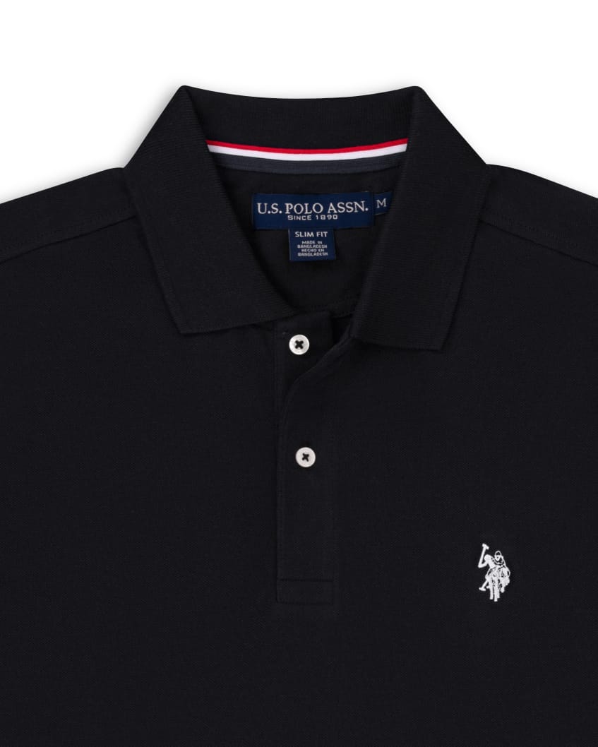 US Polo Assn Slim Fit Pique Polo Shirt in Black