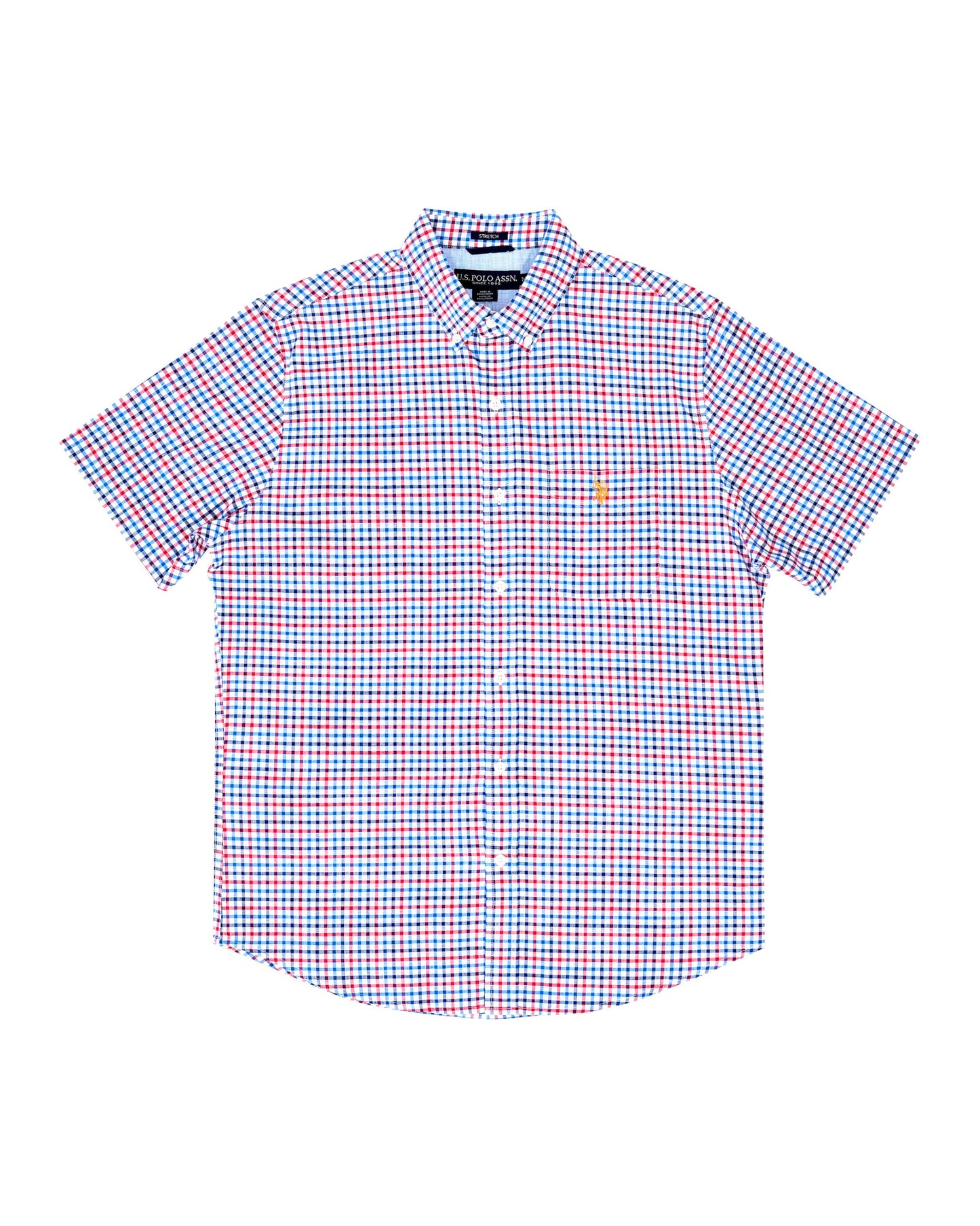 Us Polo Assn Regular Fit Plaid Poplin Short-Sleeve Shirt