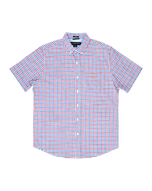 Us Polo Assn Regular Fit Plaid Poplin Short-Sleeve Shirt