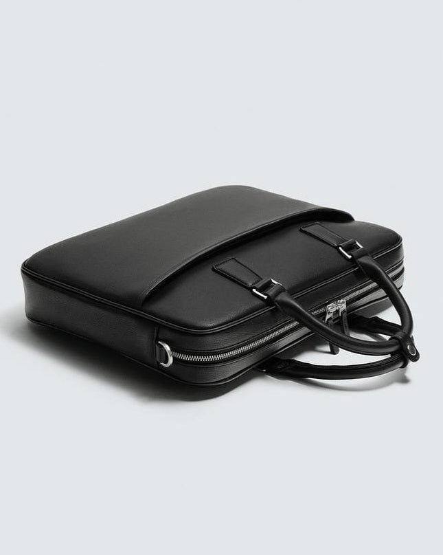 Zara Black Textured Briefcase