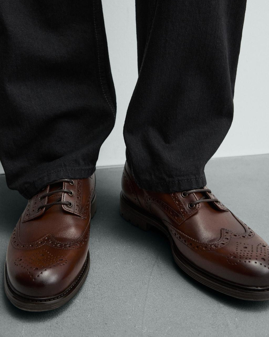 Zara Leather Derby Brogues Shoes