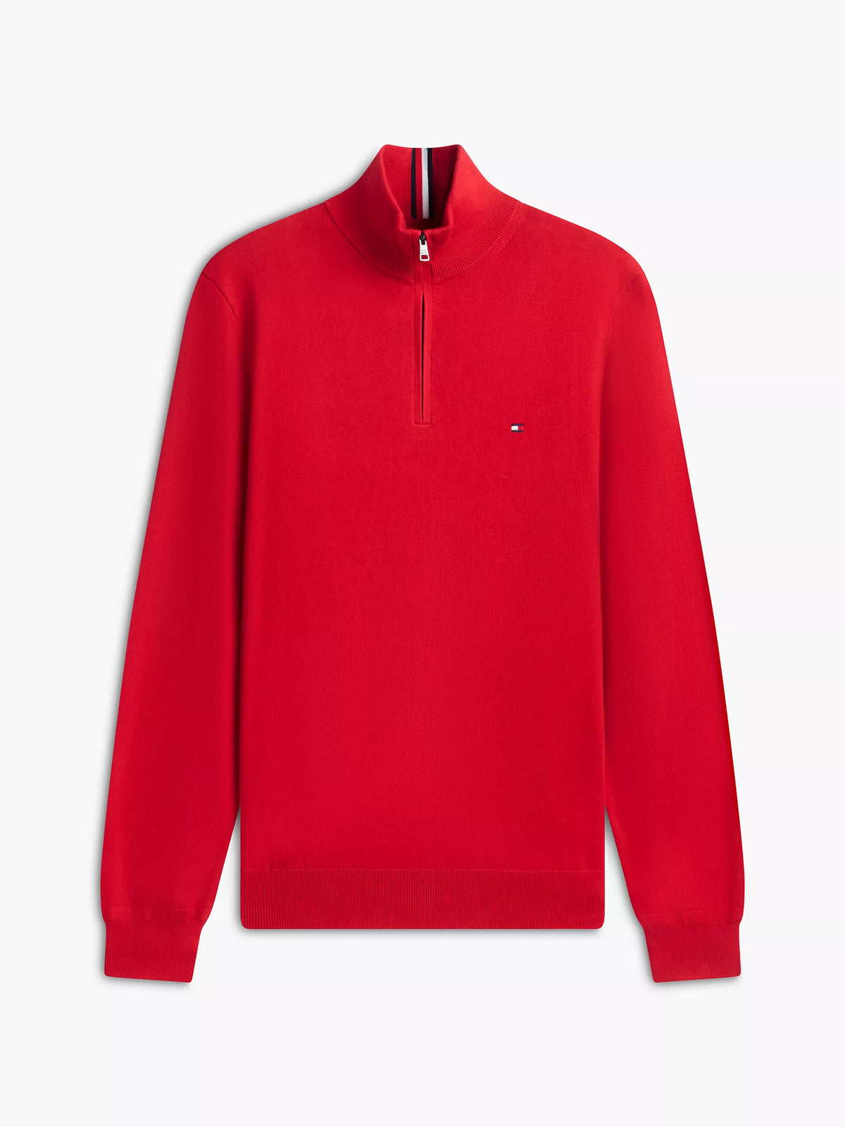 Tommy Hilfiger Regular Fit Quater-Zip Mock Neck Sweater in Red