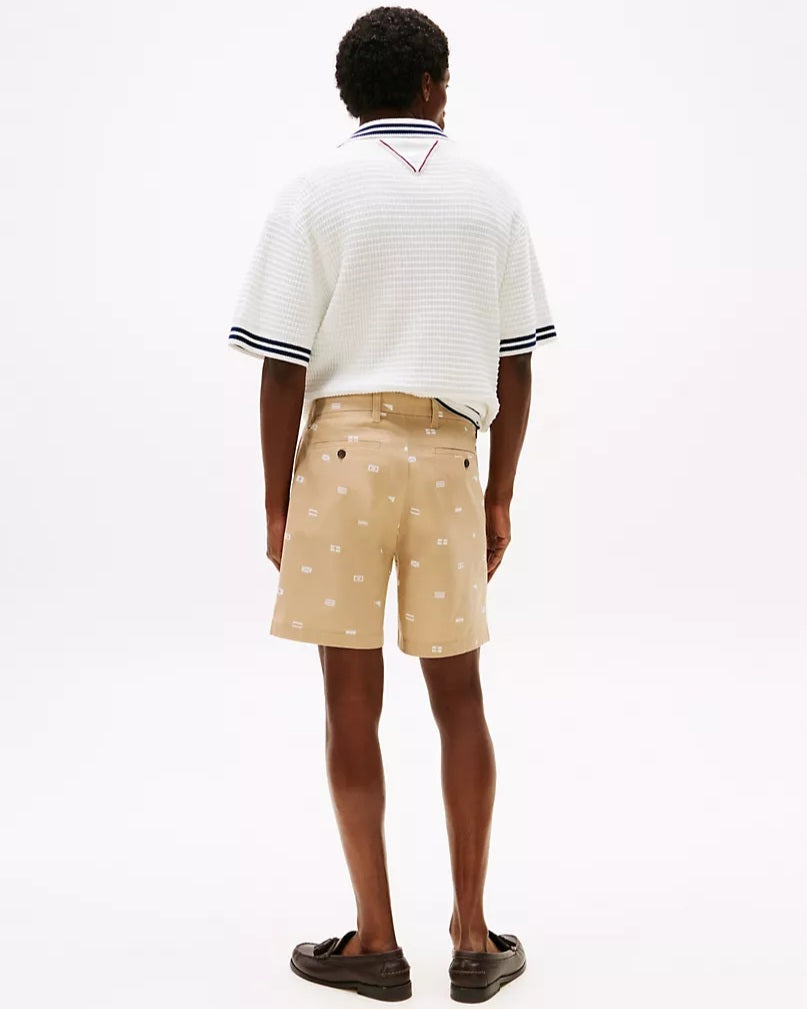 Tommy Hilfiger Beige Allover Flag Chinos Shorts